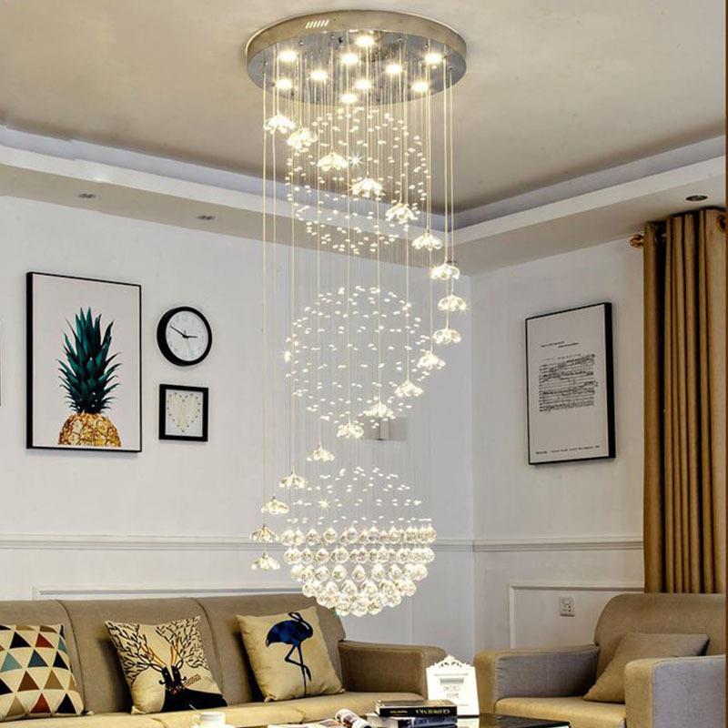 旋转楼梯吊灯别墅客厅loft公寓水晶大吊灯现代简约网红110V跨境代