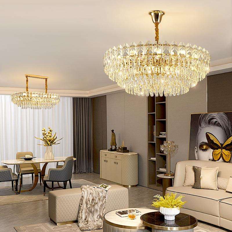 轻奢客厅中山灯具主灯后现代简约大气高档法式餐厅卧室灯水晶吊灯