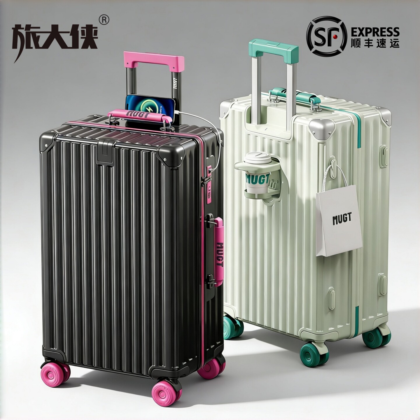 旅大侠2026新款行李箱女高颜值拼色万向轮拉杆箱20寸登机密码箱