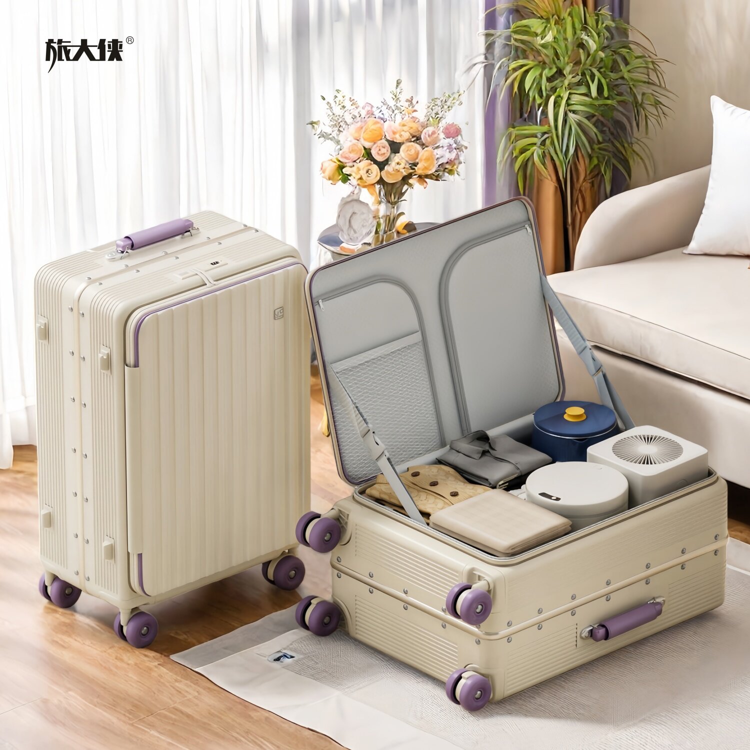 旅大侠侧开口高颜值铝框行李箱2026新款24寸登机旅行密码拉杆箱