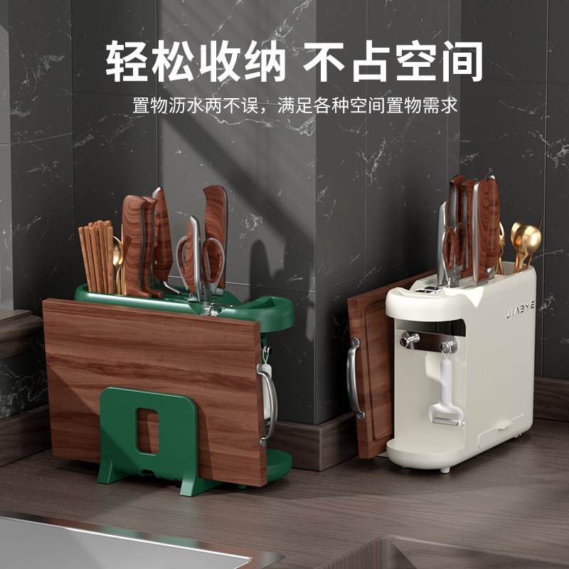 刀架置物架家用厨房台面多功能菜刀筷子勺子一体式沥水收纳架塑料