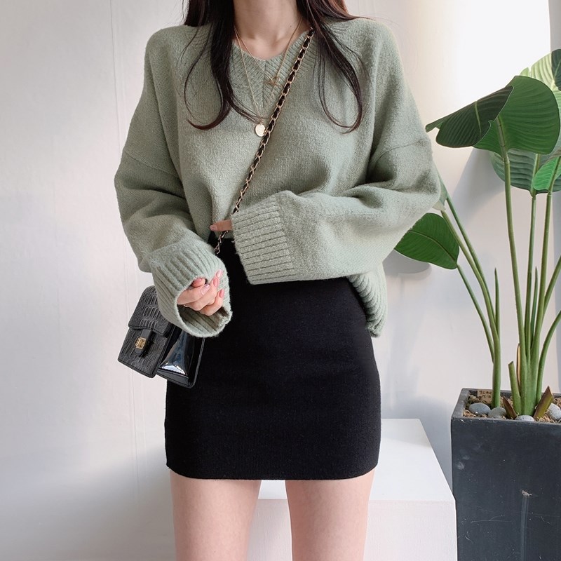 黑色毛呢短裙女秋冬显瘦一u步裙修身裹裙高腰包臀半身裙紧身包裙