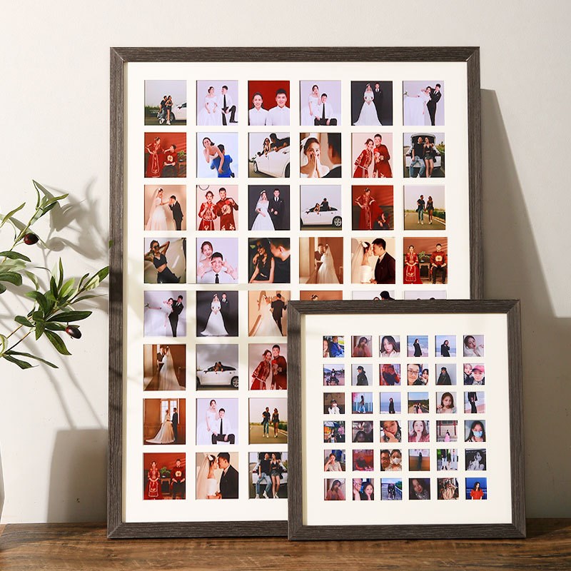 48宫格实木相框36木质画框照片墙百喜图16寸挂墙摆台拼图diy