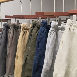 口袋拉链卷边水洗别致宽松五分篮球运动短裤 美式 街头风350克重磅