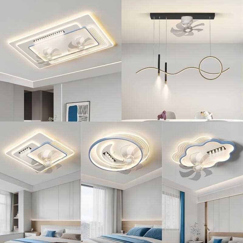 风扇灯全屋灯具套餐 n现代简约大气360度摇头餐厅吊扇灯客厅卧室