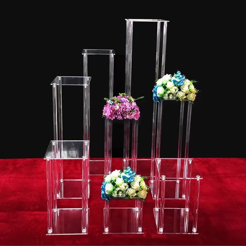 婚庆道具透明水晶方柱婚礼舞台迎宾区橱窗装饰几何架子亚克力花器