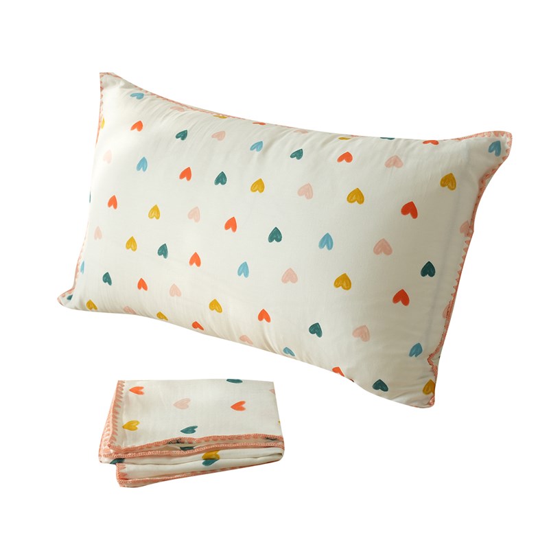 无补 一对装纯棉 双层纱布枕套 卡通系列印花枕垫  四季款床品