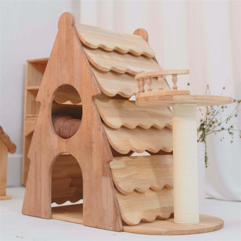 实木双层猫窝猫树猫爬架人宠共用家具猫茶几宠物窝圣诞树猫窝24