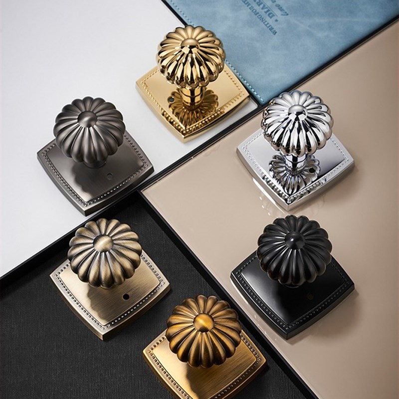 美式实木房门锁复古套装金色轻奢南瓜球形锁室内卧室卫生间静音锁