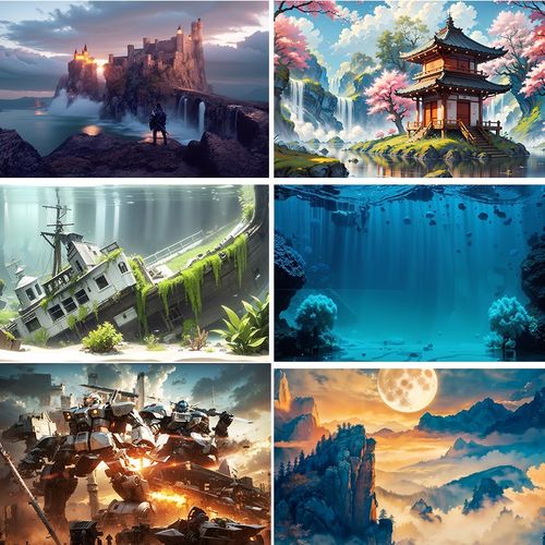 鱼缸背景贴纸贴画贴膜高清图3d立体底滤鱼缸造景壁纸定制2024新款