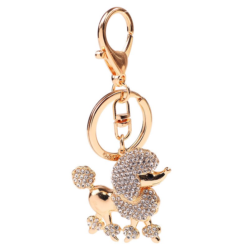可爱卡通镶钻贵宾狗汽车钥匙扣包包挂件金属动物狗小礼品