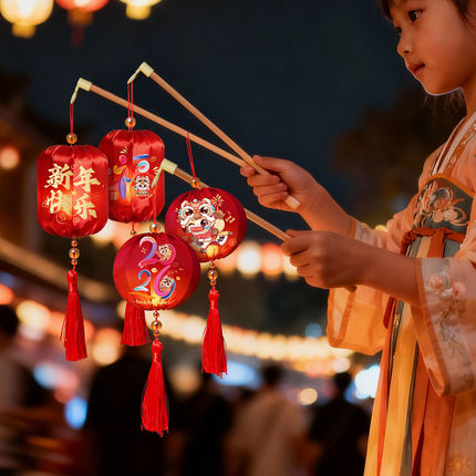 马年儿童手提灯笼diy手工材料包2026新款新年元宵春节LED发光花灯