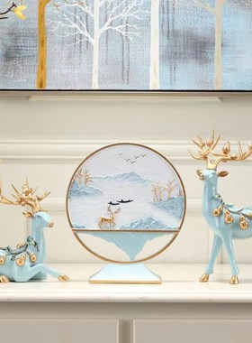 创意客厅电视酒柜情侣对鹿摆件福字家居装饰工艺乔迁新居结婚礼品