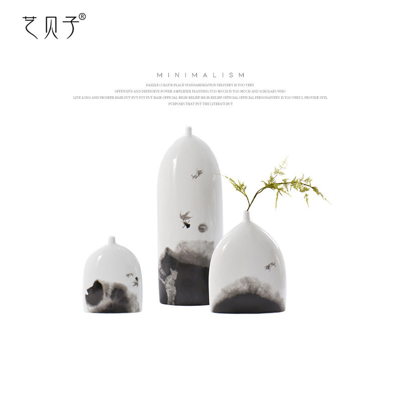 新中式禅意餐桌j样板房干花花瓶摆件玄关客厅电视柜插花陶瓷装饰,鲜花速递/花卉仿真/绿植园艺,花瓶,淘宝优惠券,粉丝福利购,淘宝优惠卷