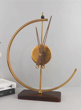 欧式轻奢高级感台钟时钟桌面摆件客厅玄关酒店电视柜软装家居饰品