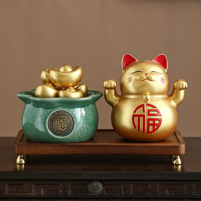 招财猫摆件开业礼物新店r铺开张贺礼生意兴隆前台收银台装饰发财