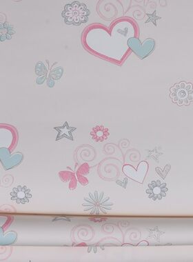 现货 纯纸e壁纸 粉色系女孩房卧室 爱心少女 客厅环保纯纸墙纸