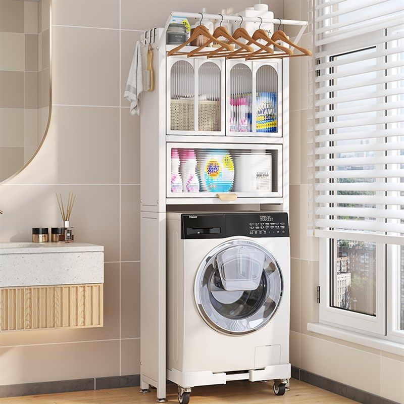 洗衣机置物架滚筒落地q厕所马桶上方带门储物柜卫生间浴室收纳架