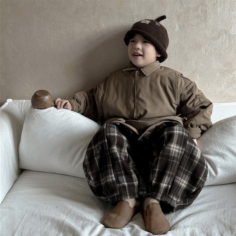 男童加绒裤子儿童韩版哈伦裤冬装男孩冬季新款宽松加厚格子阔腿裤,童装/婴儿装/亲子装,裤子,淘宝优惠券,粉丝福利购,淘宝优惠卷