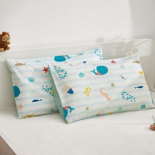 A类全棉儿童枕头套纯棉30×50宝宝小枕头皮48x74婴儿枕芯套一对装