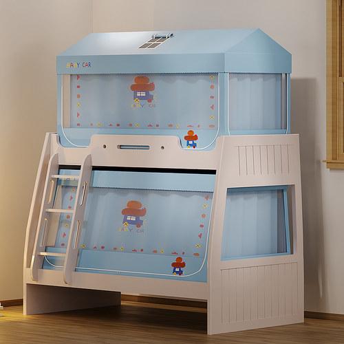 子母床蚊帐新款家用儿童房屋顶支架高F低床上下铺遮光床帘帐篷防