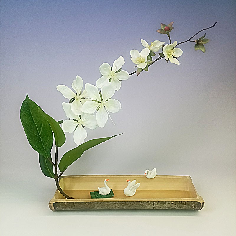 竹子盆景茉莉花艺摆件仿真v花水培治愈系桌工艺品装饰创意假花盆