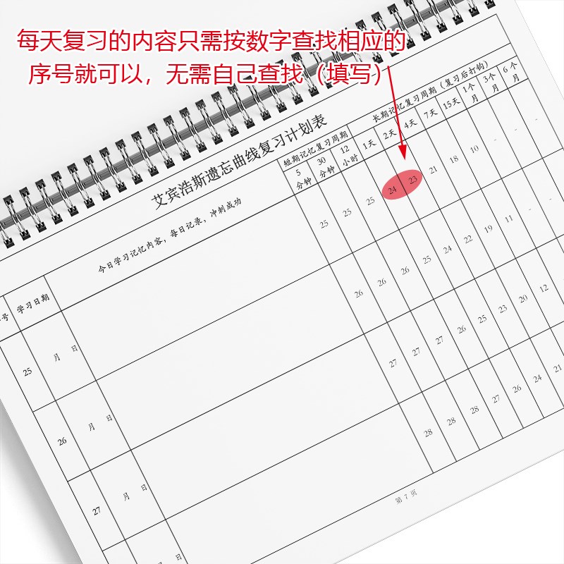 艾宾浩斯记忆g本遗忘曲线复习计划表纸质版复习计划表学生笔记表