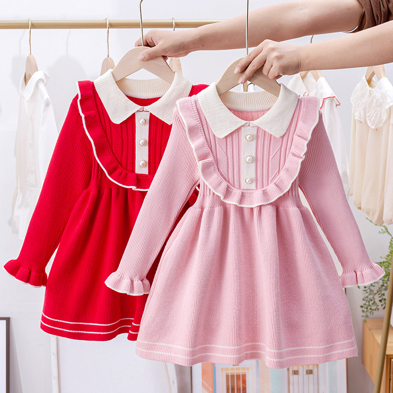 女童春装2024新款针织裙子长袖儿童洋装女孩洋派秋冬装毛衣裙潮,童装/婴儿装/亲子装,连衣裙,淘宝优惠券,粉丝福利购,淘宝优惠卷