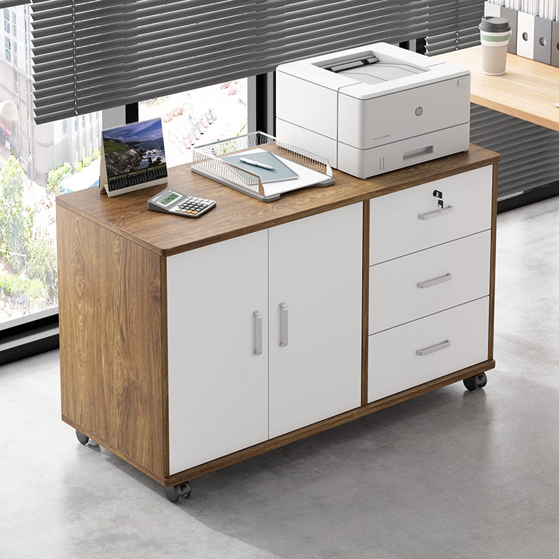 办公室文件柜落地储物小柜子现代简约带滚轮可移动收纳柜桌下矮柜