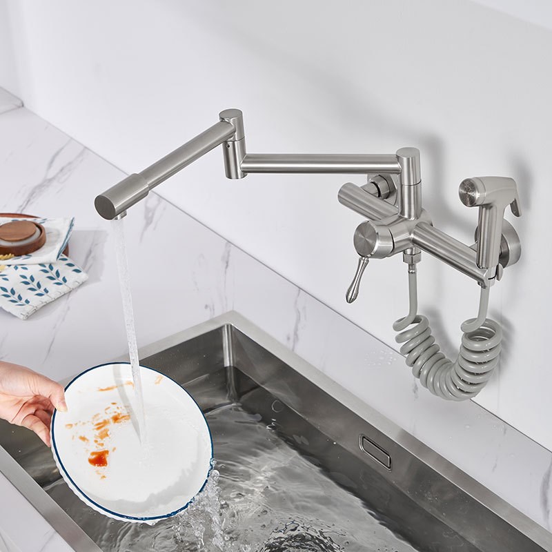 不锈钢入墙式可折叠厨房洗菜盆水槽冷热混水阀家用阳台池水龙头
