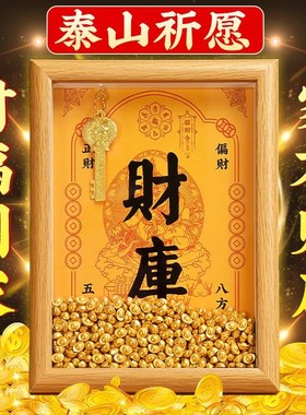 开金库黄财神财库相框办公室工位摆件十二生肖乾道嘉金钥匙摆台