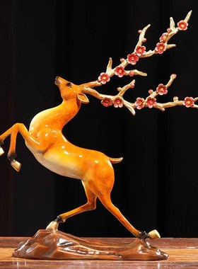 客厅电视柜玄关摆件高档梅花鹿y摆件新房装饰品酒柜招财摆件工艺