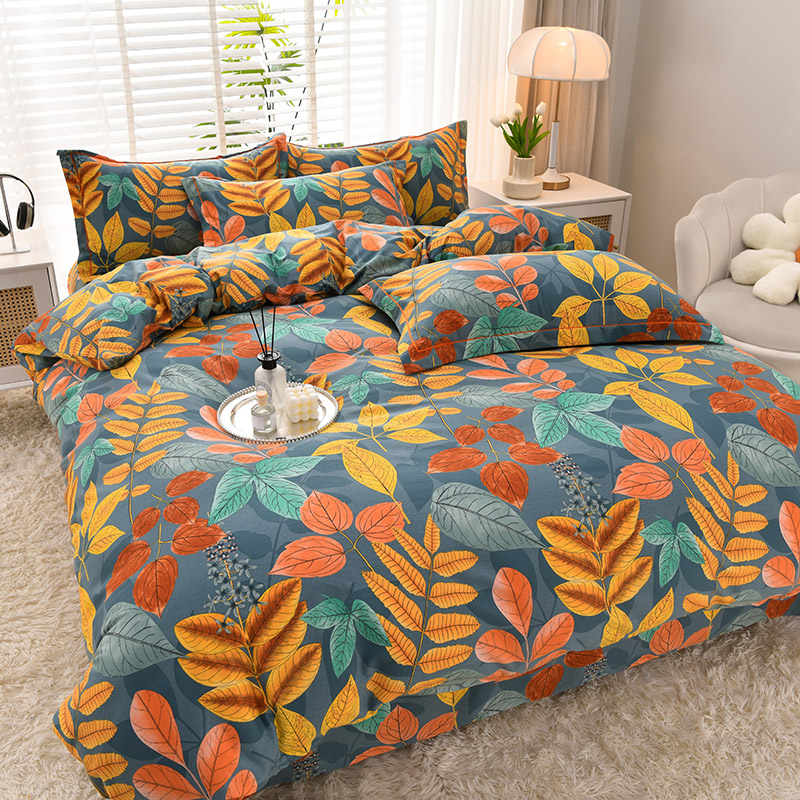 秋冬季加厚磨毛四件套纯棉被套全棉床单式4件套简约北欧宿舍被罩