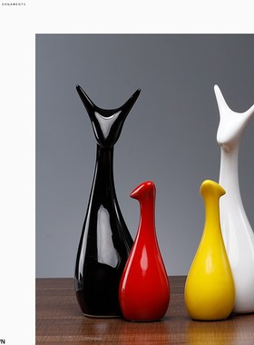 招财鹿摆件电视柜工m艺品陶瓷雕塑酒柜家居客厅装饰品创意结婚礼