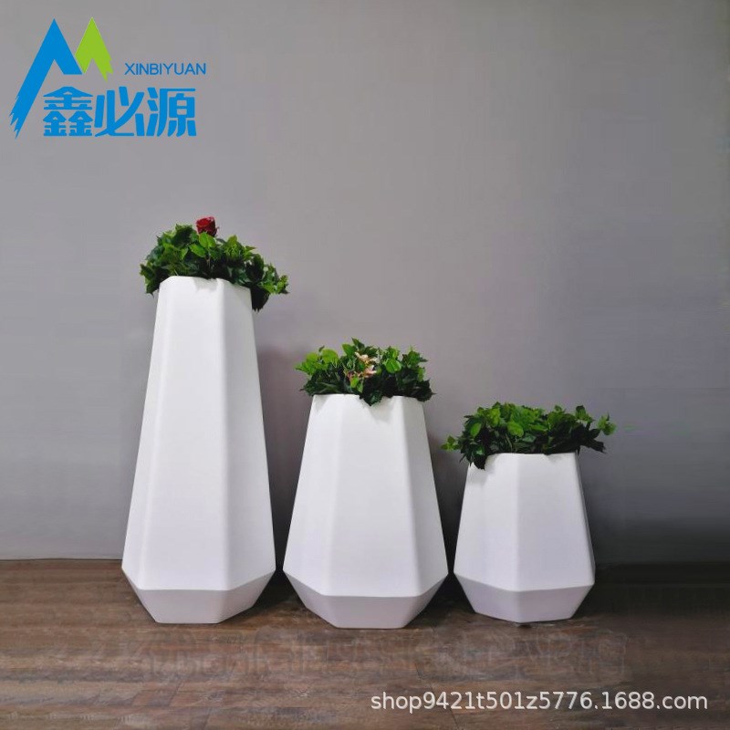 玻璃钢户外六角几何n花盆简约北欧风商场美陈创意菱形花器工厂直