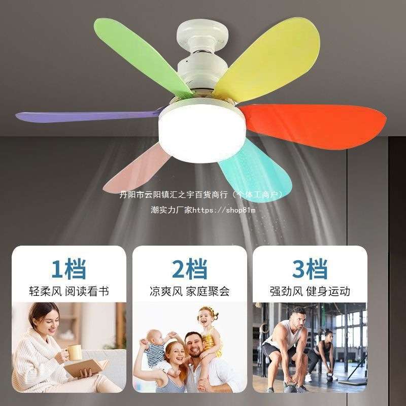 E27螺口风扇灯新款卧室厨房led节能家用卧室吸顶吊灯遥控一体吊扇