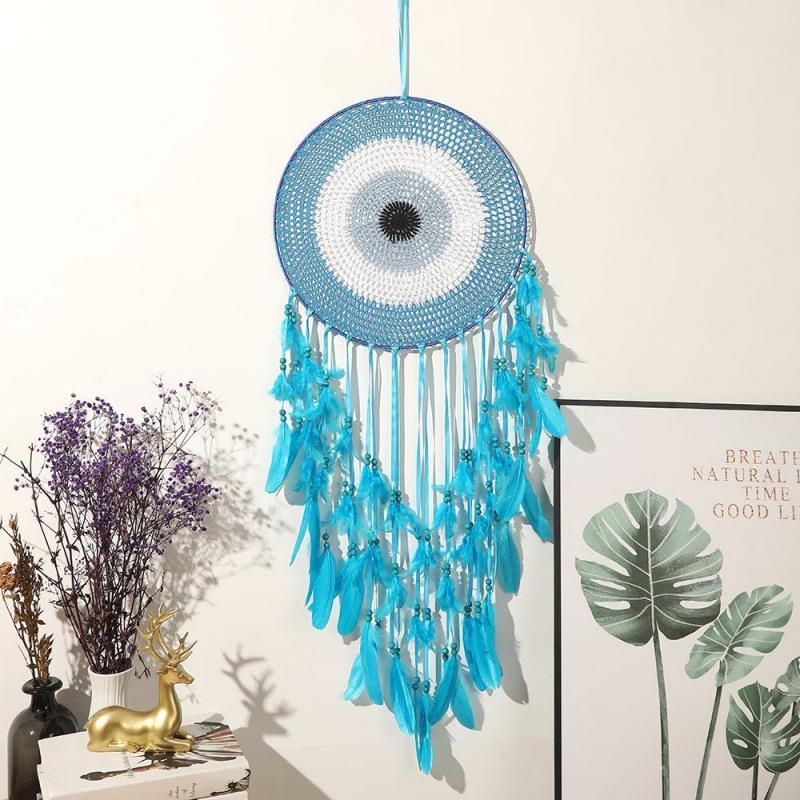 墙上捕梦网羽毛挂饰大风铃挂件婚庆婚礼装饰品创意手工编织饰品