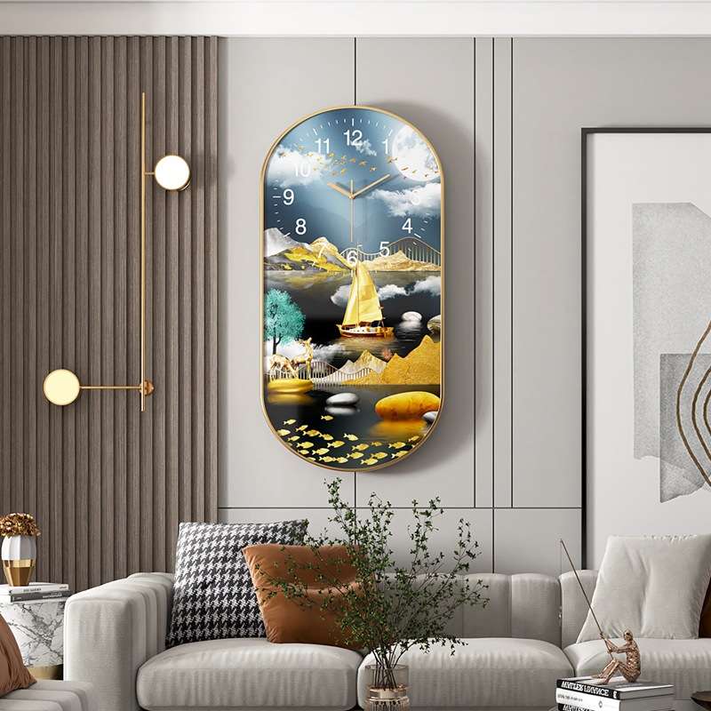 轻奢晶瓷钟客厅挂钟北欧装饰画挂墙家用时尚简约静音钟表创意时钟图片