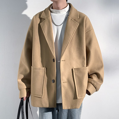 西装领毛呢大衣男款秋冬季新款