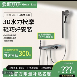 全铜增压升降花洒 分体式 蒙娜丽莎M11淋浴花洒套装 小户型简易款