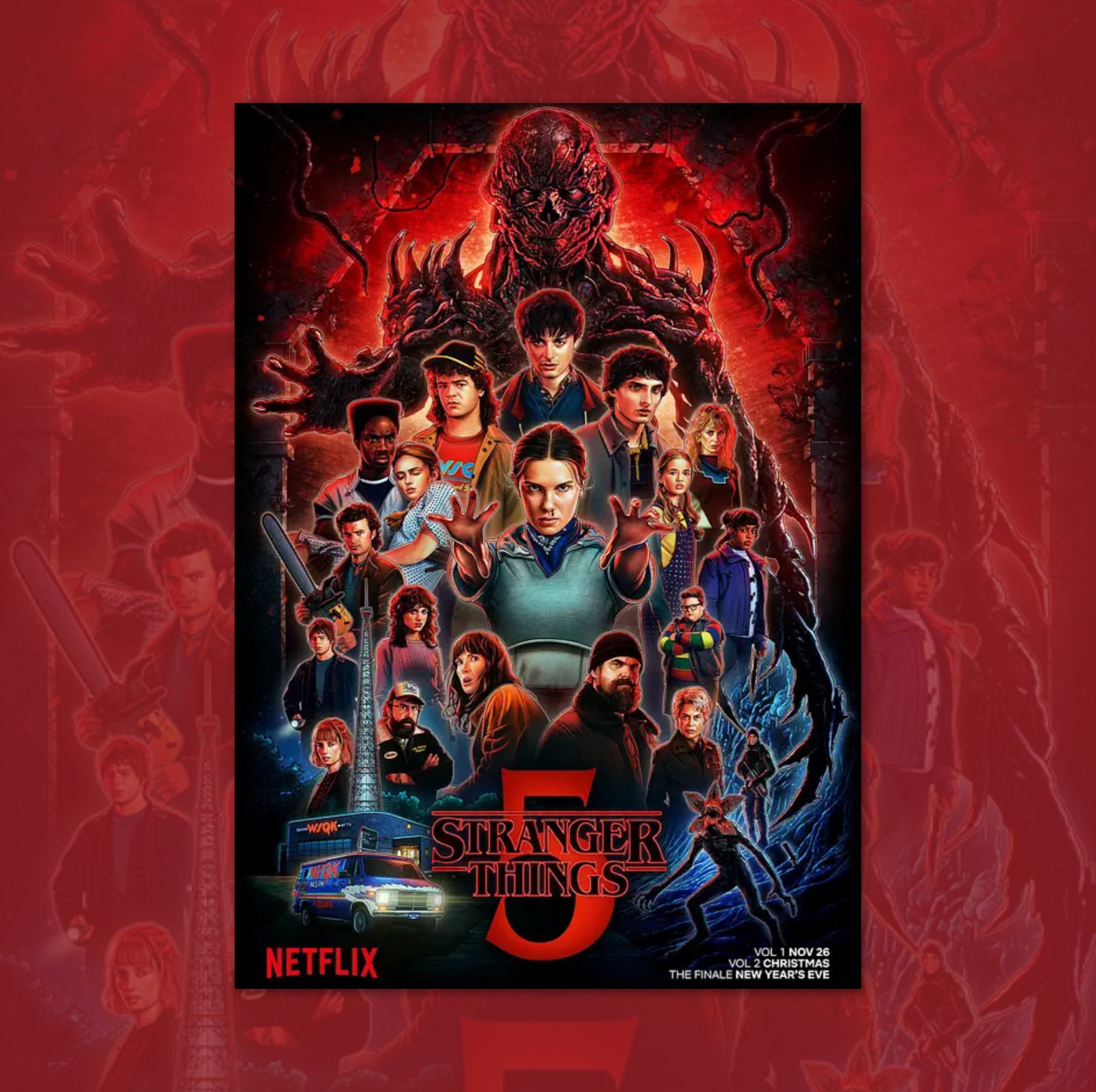 怪奇物语5 第五季海报装饰挂画框周边背景墙贴纸定制物料布置卧室