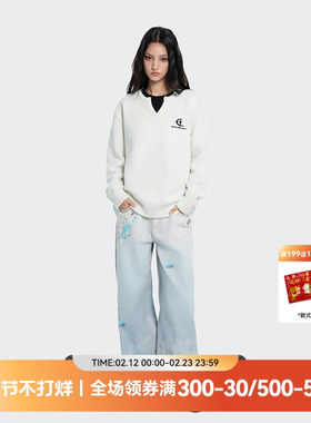 QUARTER IN NIGHT假两件套头毛衣针织衫 美式复古休闲街头潮流