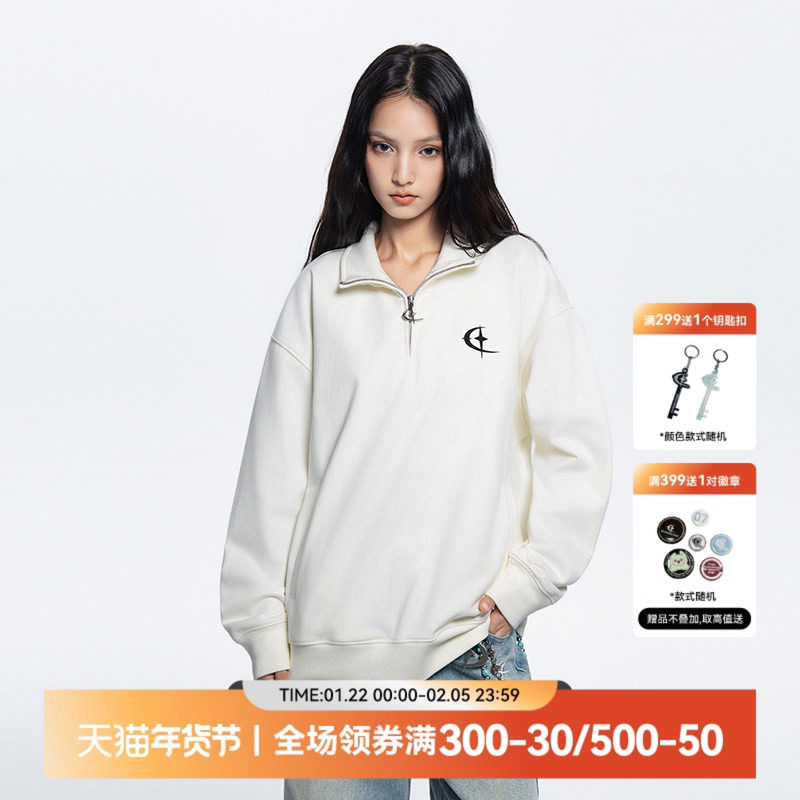 QUARTER IN NIGHT半开领基础款卫衣 美式复古休闲街头潮流,男装,卫衣,淘宝优惠券,粉丝福利购,淘宝优惠卷