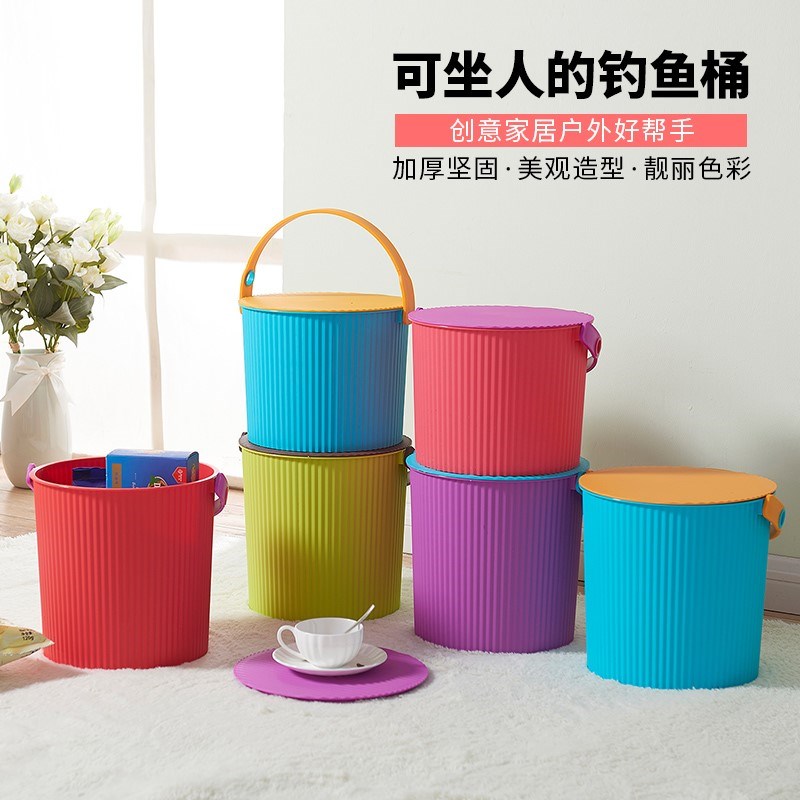 新款洗衣桶子小桶洗车有盖放碗家用胶桶收纳筐游泳带盖防水塑料桶
