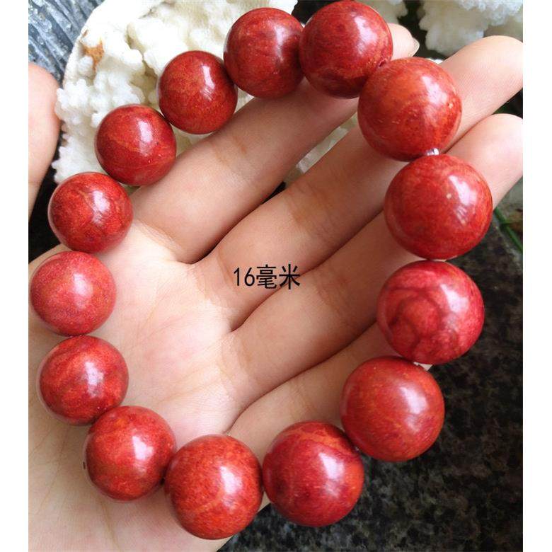 小乔珠宝红色草珊瑚手8-20毫米圆珠手串男女款本命年佛珠礼品
