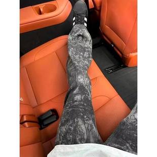 港风潮男夏季新款2025个性字母牛仔裤嘻哈ins潮高街潮流痞帅长裤