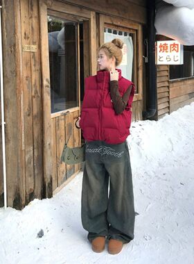 立领拉链马甲面包棉服女宽松休闲百搭无袖无袖棉衣2025冬