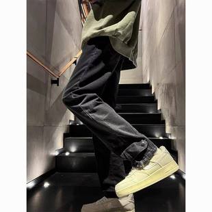 港风潮男夏季新款2025个性字母牛仔裤嘻哈ins潮高街潮流痞帅长裤