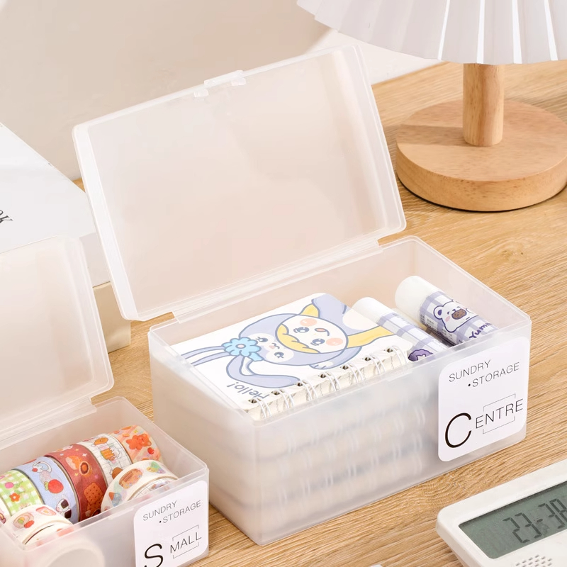 日式卡片收纳盒透明桌面名片杂物带盖储物盒子塑料卡片办公整理盒