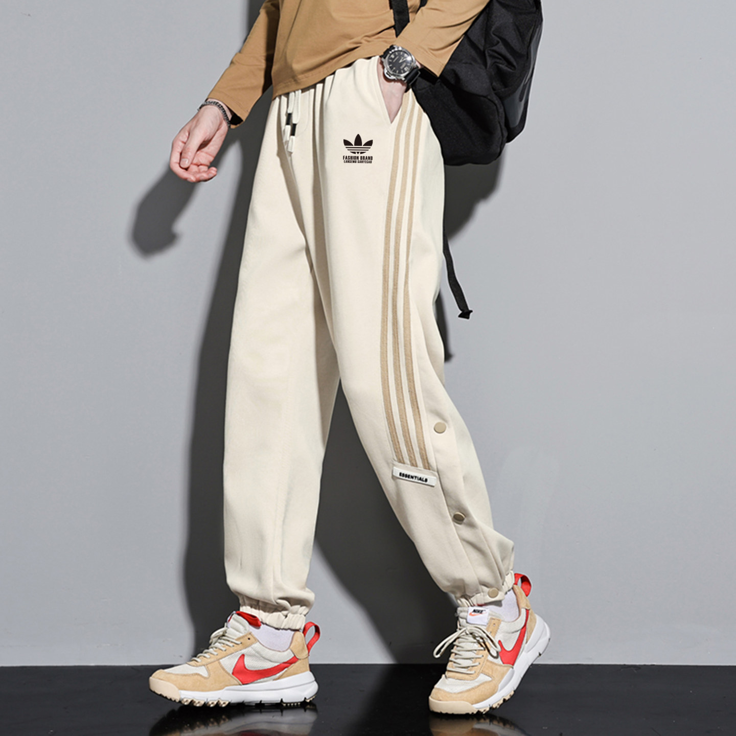 奥特莱斯2025秋冬季纯棉运动裤子男士加绒束脚裤休闲裤卫裤女长裤